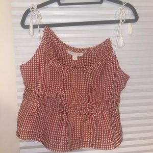 Red and white gingham crop tank top